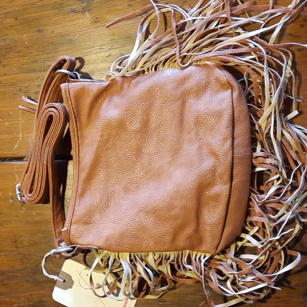 Fringe Crossbody Purse Bag Fun Faux Leather Country Bohemian Party Everyday Tan - Picture 2 of 6